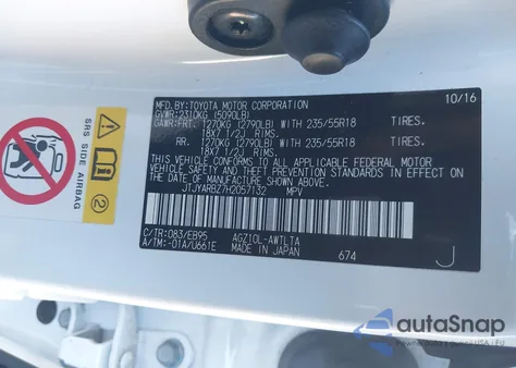 2017 Lexus Nx 200T F Sport z USA, uszkodzony, nr VIN JTJYARBZ7H2057132